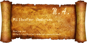 Milhofer Ambrus névjegykártya